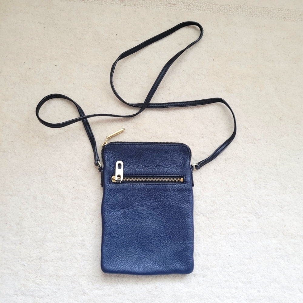 GAP Genuine Leather Two-Tone Black and Blue Crossbody Purse